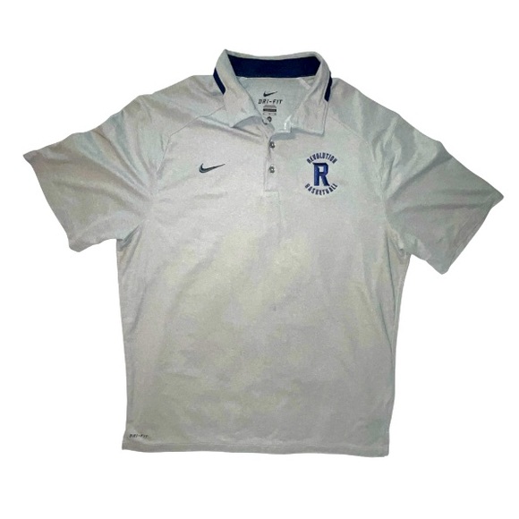 Nike Dri Fit Revolution Basketball Grey Navy Polo Shirt Embroidered Size XL - Picture 1 of 7